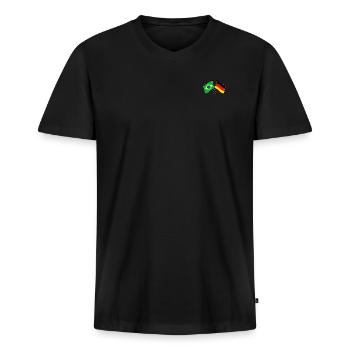 Brazil Germany Flag Crossed - Männer Premium Bio T-Shirt mit V-Ausschnitt - Schwarz - Vorne - Nico (187cm)