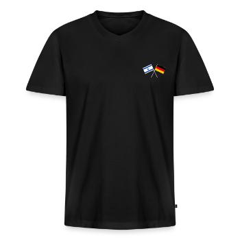 Israel Deutschland gekreuzte Fahne Flagge - Männer Premium Bio T-Shirt mit V-Ausschnitt - Schwarz - Vorne - Nico (187cm)