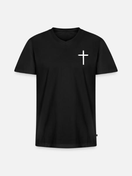 Croix Blanche - T-shirt encolure en V Premium bio Homme - noir