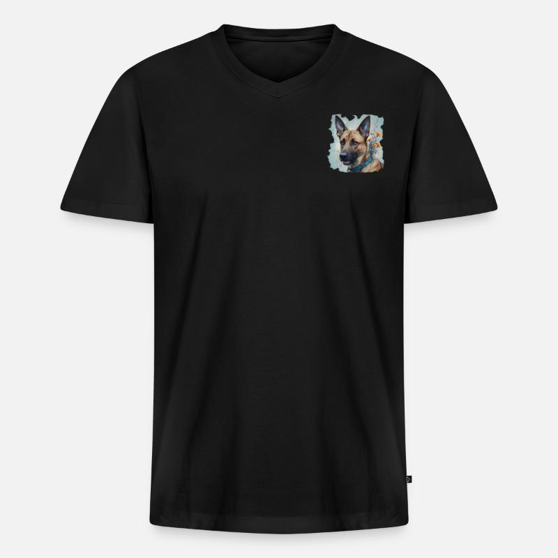 MALINOIS - Männer Premium Bio T-Shirt mit V-Ausschnitt - Schwarz