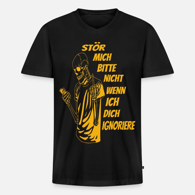 Bitte nicht Stören - Männer Premium Bio T-Shirt mit V-Ausschnitt - Schwarz