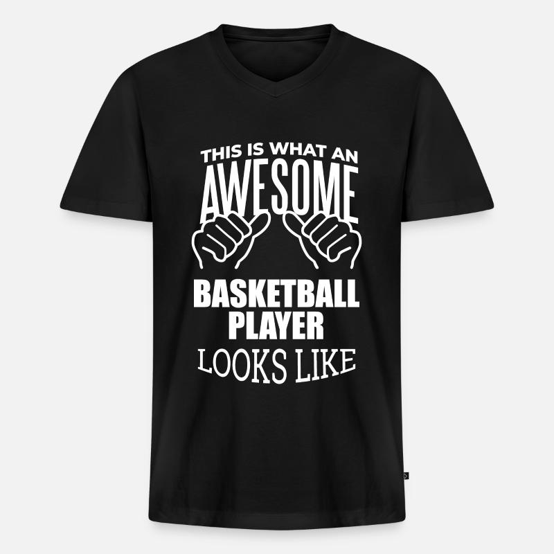 Basketball - Männer Premium Bio T-Shirt mit V-Ausschnitt - Schwarz