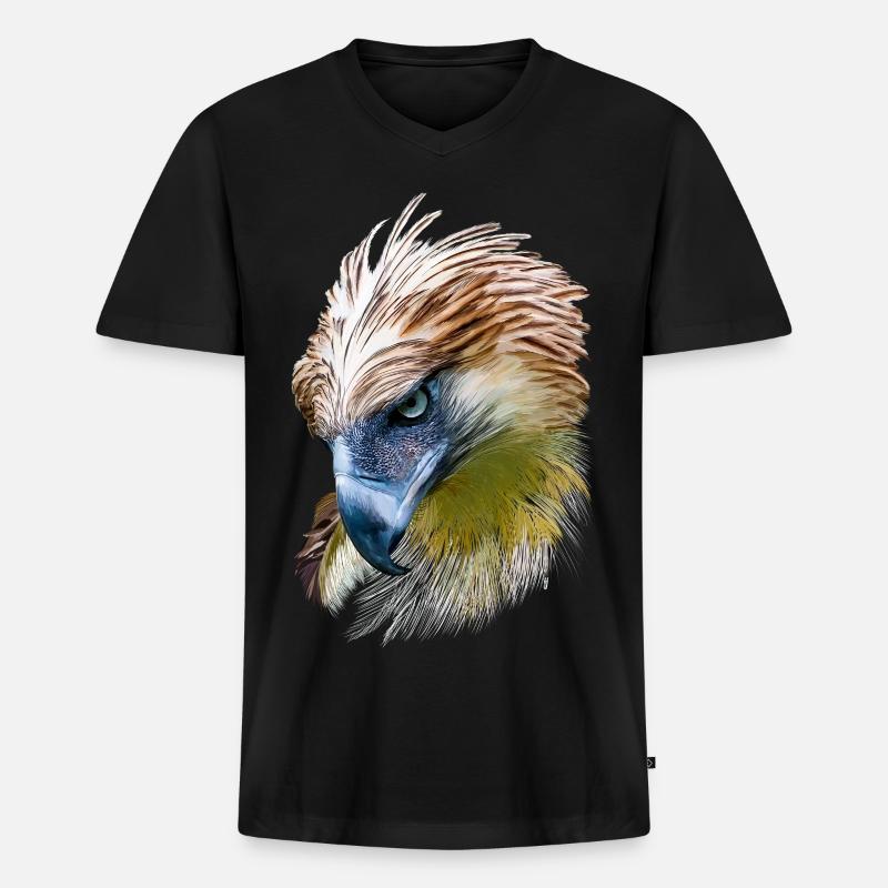 Adler - Männer Premium Bio T-Shirt mit V-Ausschnitt - Schwarz