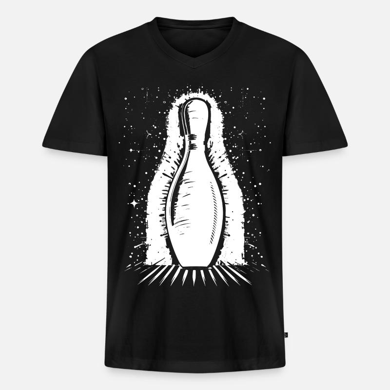 Bowling Pin - Männer Premium Bio T-Shirt mit V-Ausschnitt - Schwarz
