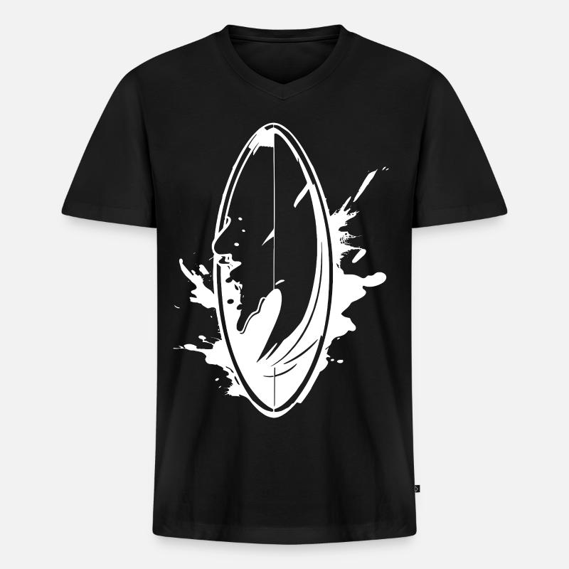 Surfbrett Graffiti - Männer Premium Bio T-Shirt mit V-Ausschnitt - Schwarz