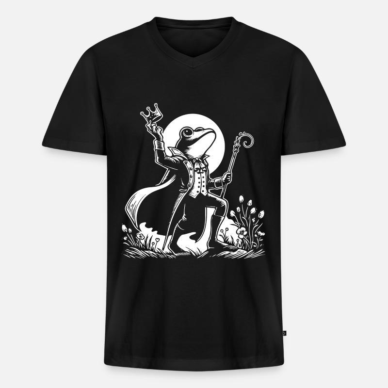 Froschkönig – Märchenhaftes Design - Männer Premium Bio T-Shirt mit V-Ausschnitt - Schwarz