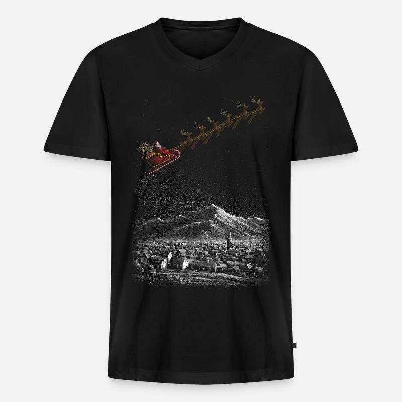 Sternen-Schlittenfahrt im Winterschnee - Männer Premium Bio T-Shirt mit V-Ausschnitt - Schwarz