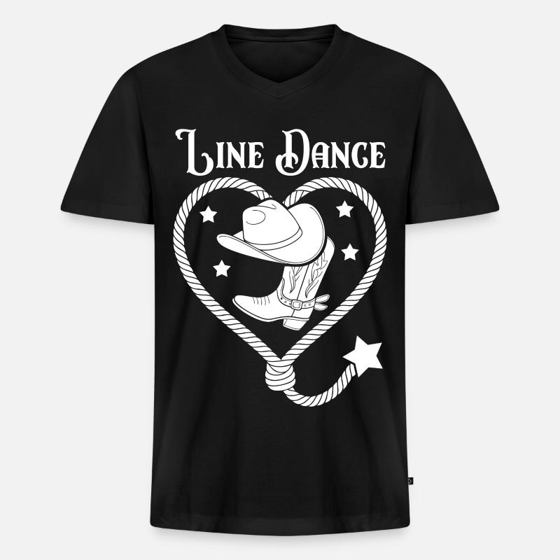Line Dance Herz Lasso - Männer Premium Bio T-Shirt mit V-Ausschnitt - Schwarz