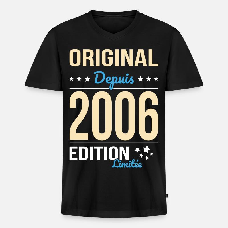 Original seit 2006 – 20-jähriges Jubiläum - Männer Premium Bio T-Shirt mit V-Ausschnitt - Schwarz