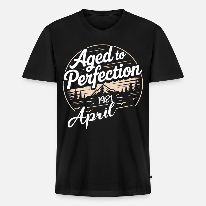 April 1981 birthday april 1981 - Men's Premium Organic T-shirt with V-neck - black