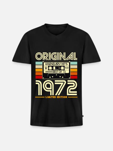 Original 1972 Retro Cassette - Men's Premium Organic T-shirt with V-neck - black