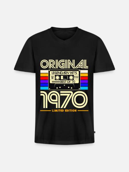 Original 1970's Cassette Retro Edition - Men's Premium Organic T-shirt with V-neck - black