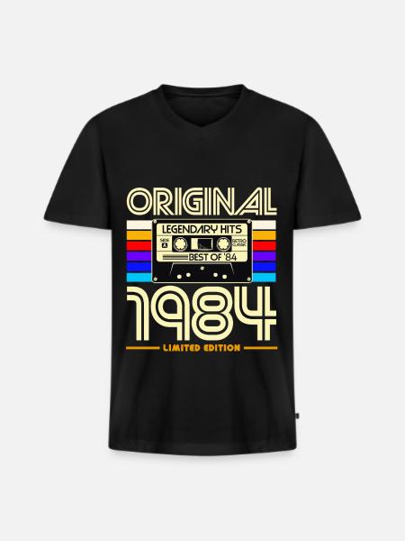 Original 1984 Retro Cassette - Men's Premium Organic T-shirt with V-neck - black