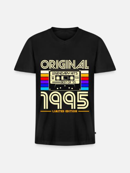 Original 1995 Cassette Limité - T-shirt encolure en V Premium bio Homme - noir