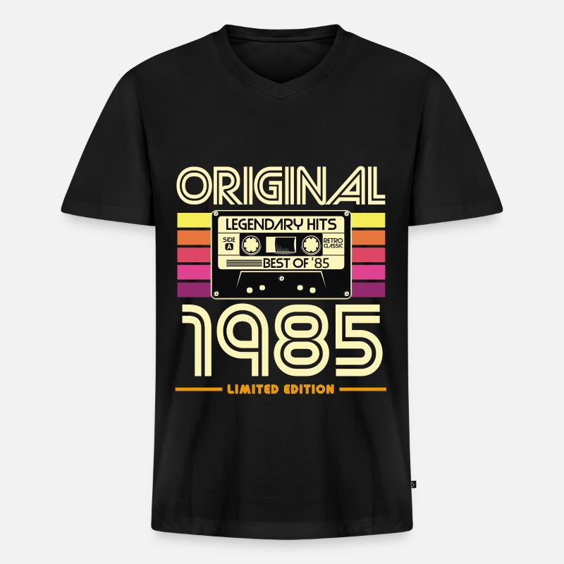 Originale Retro-Kassette von 1985 - Männer Premium Bio T-Shirt mit V-Ausschnitt - Schwarz