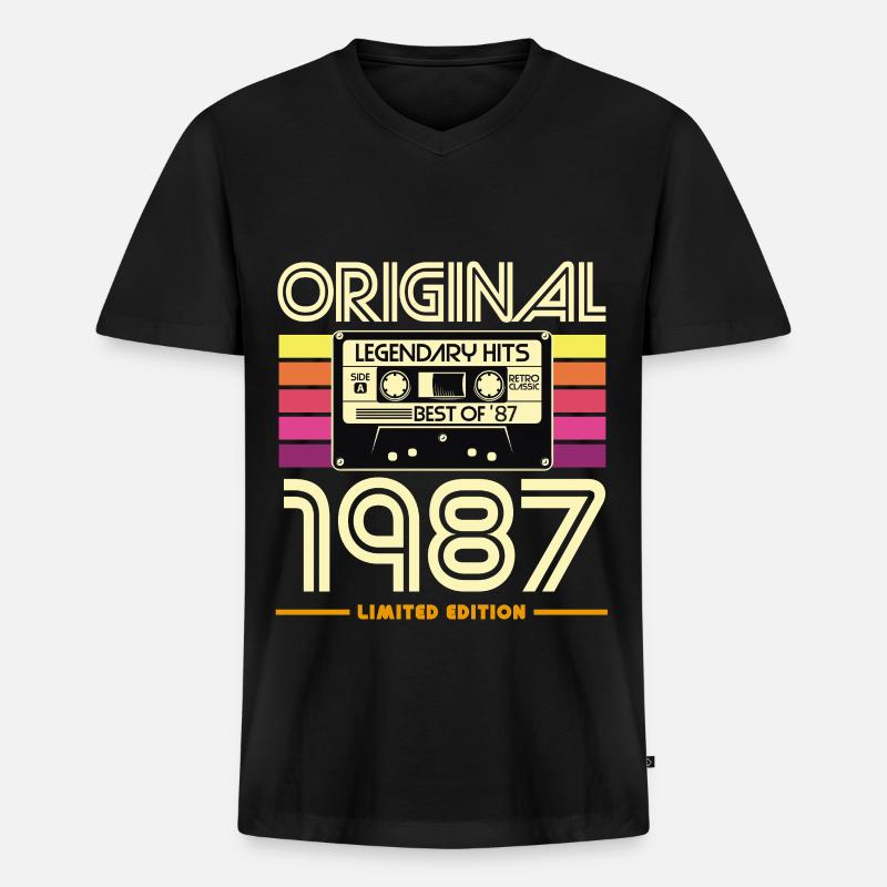 Originalkassette von 1987 Retro - Männer Premium Bio T-Shirt mit V-Ausschnitt - Schwarz