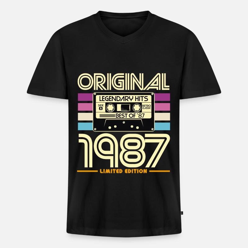 Originale limitierte Edition von 1987 - Männer Premium Bio T-Shirt mit V-Ausschnitt - Schwarz