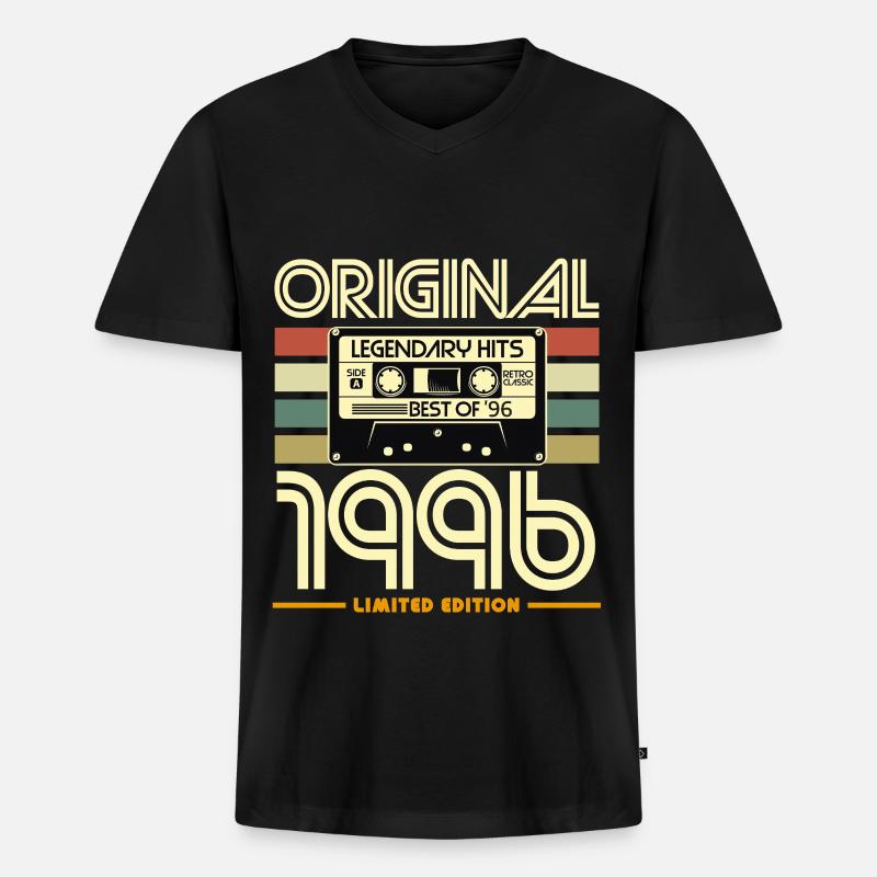 Originale Nostalgia-Kassette von 1996 - Männer Premium Bio T-Shirt mit V-Ausschnitt - Schwarz