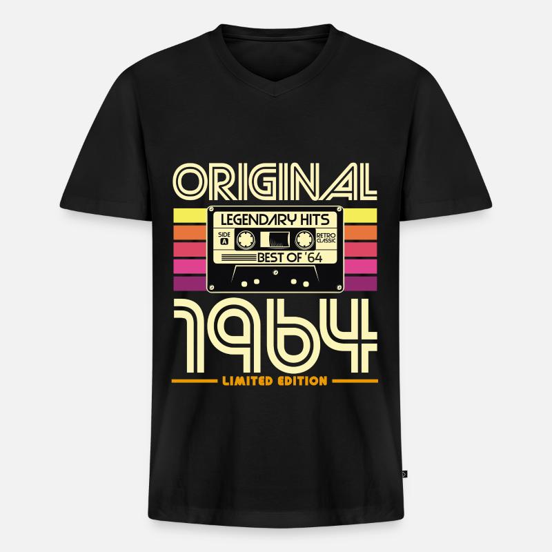 Originale Retro-Hits von 1964 - Männer Premium Bio T-Shirt mit V-Ausschnitt - Schwarz
