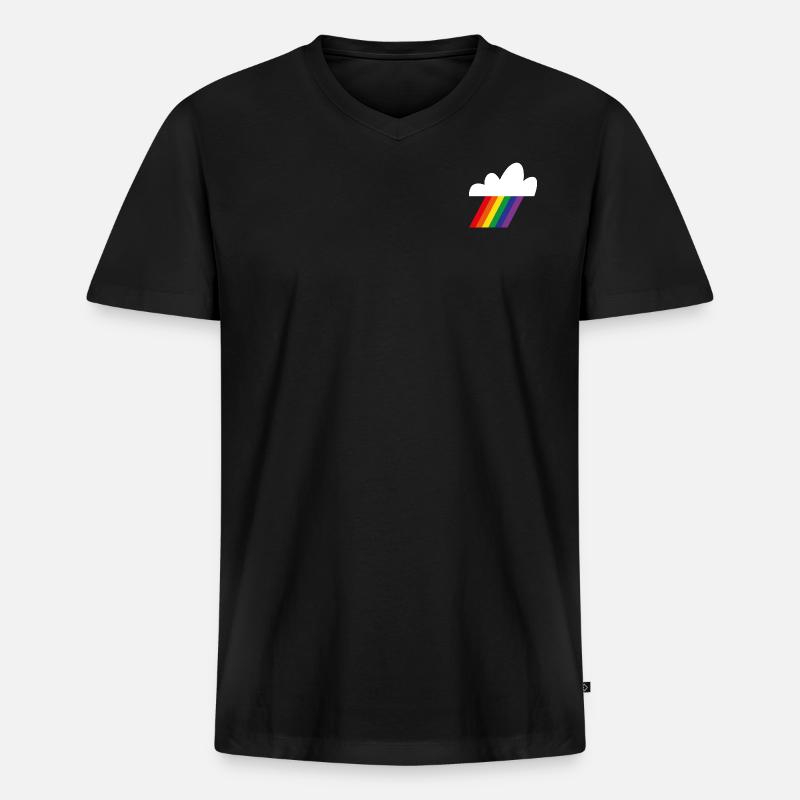 Regenbogenwolke - Männer Premium Bio T-Shirt mit V-Ausschnitt - Schwarz