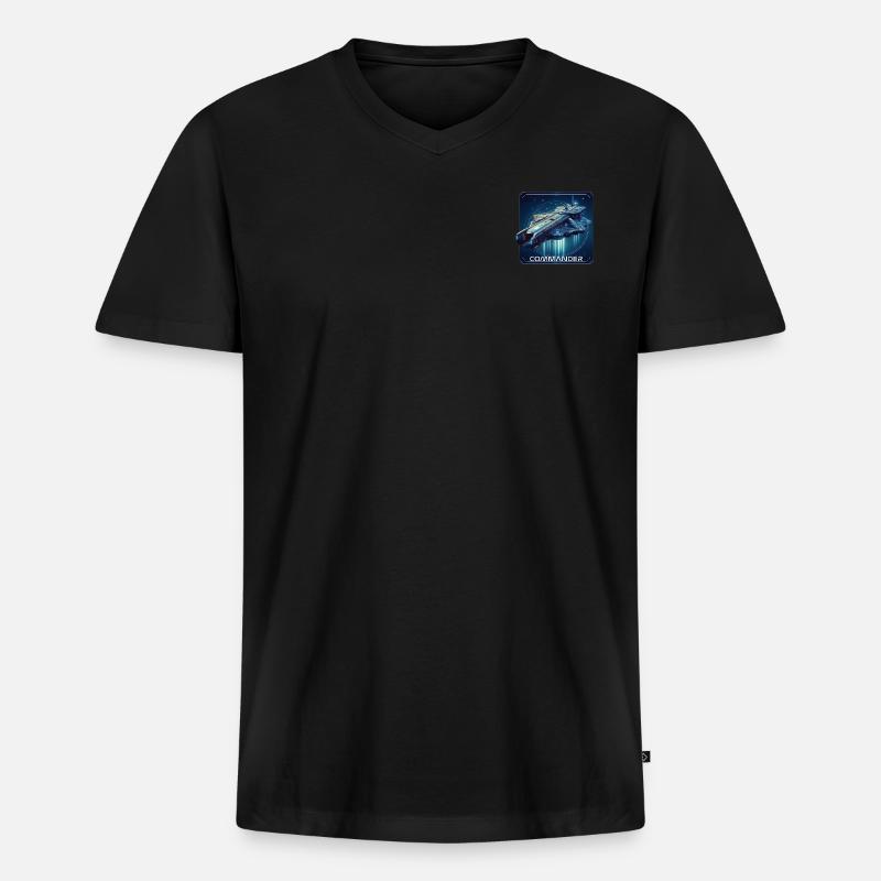Commander Raumschiff - Männer Premium Bio T-Shirt mit V-Ausschnitt - Schwarz