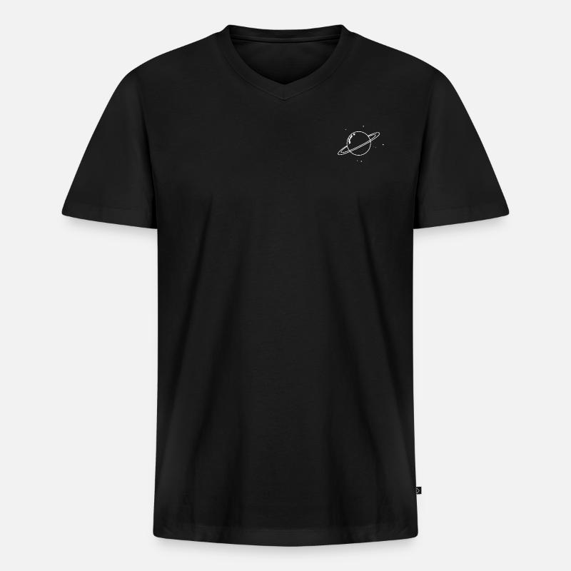 Planet mit Sternen - Männer Premium Bio T-Shirt mit V-Ausschnitt - Schwarz