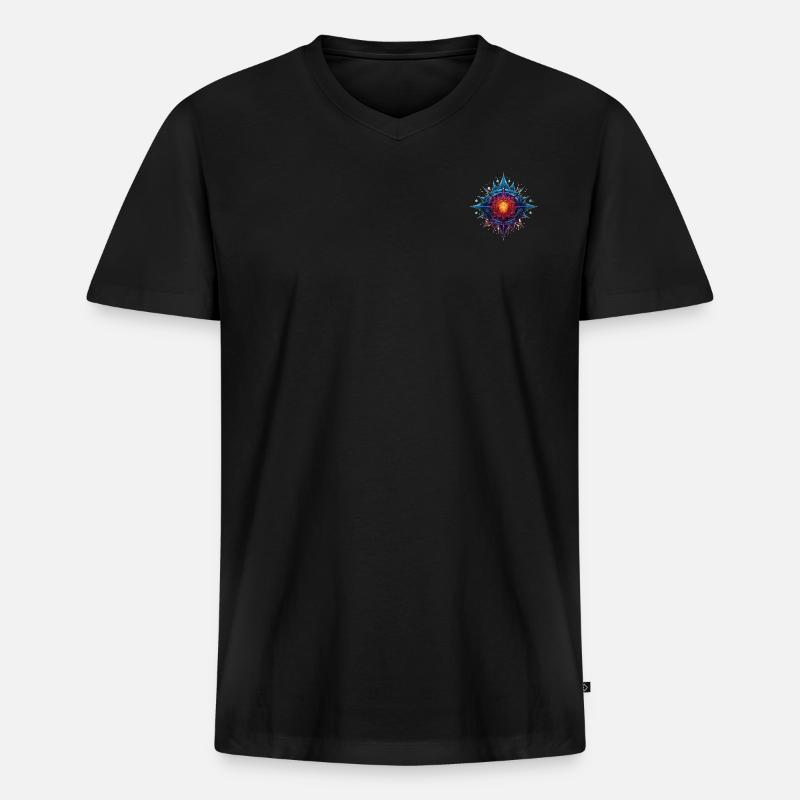Bunte Blume oder Stern - Männer Premium Bio T-Shirt mit V-Ausschnitt - Schwarz