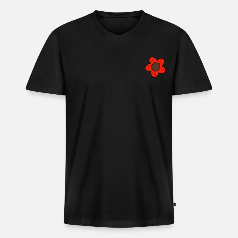 Blume - Männer Premium Bio T-Shirt mit V-Ausschnitt - Schwarz