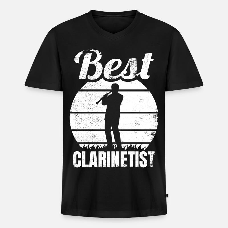 Bester Klarinettist - Männer Premium Bio T-Shirt mit V-Ausschnitt - Schwarz