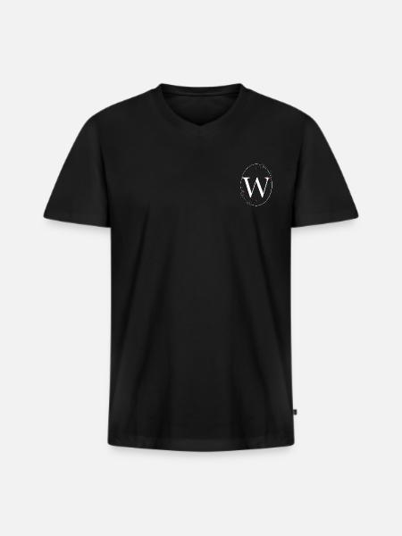 Letter W - Men's Premium Organic T-shirt with V-neck - black