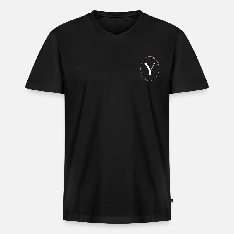 Buchstabe Y - Männer Premium Bio T-Shirt mit V-Ausschnitt - Schwarz
