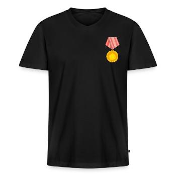 Médaille Scotch Bonnet - T-shirt encolure en V Premium bio Homme - noir - Devant - Nico (187cm)