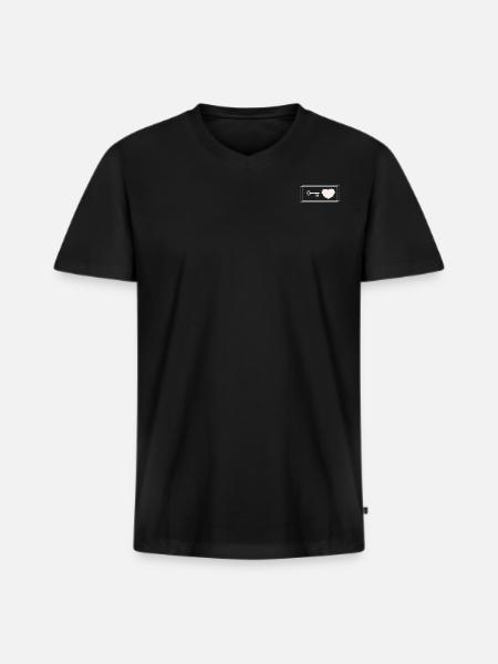 Heart with key - Men's Premium Organic T-shirt with V-neck - black