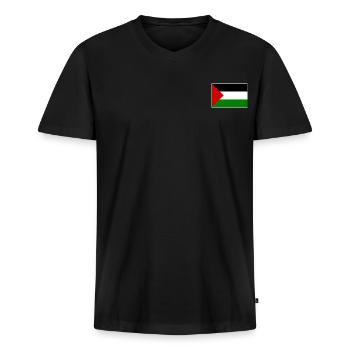 Free palestine - Men's Premium Organic T-shirt with V-neck - black - Front - Nico (187cm)