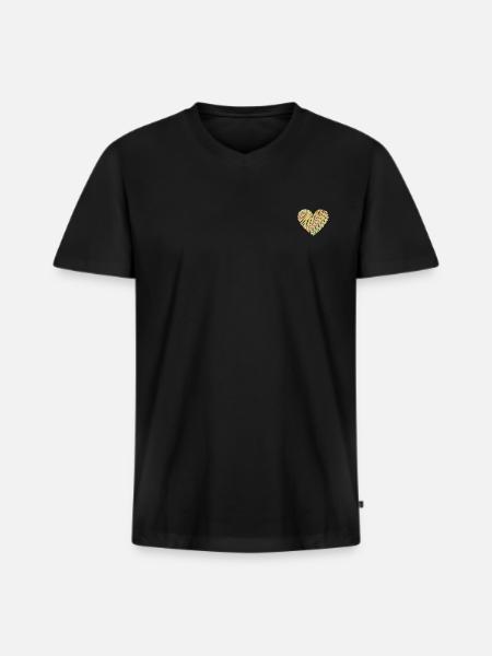 Buntes Herz - Männer Premium Bio T-Shirt mit V-Ausschnitt - Schwarz