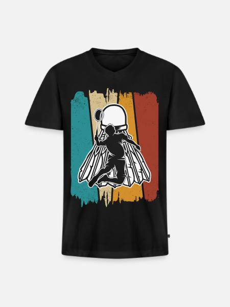 Badminton - T-shirt encolure en V Premium bio Homme - noir
