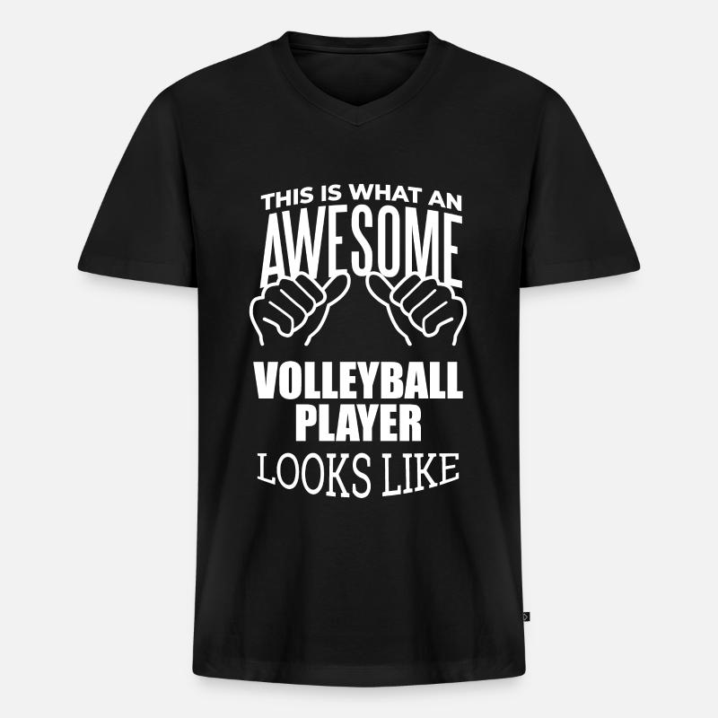 Volleyball - Männer Premium Bio T-Shirt mit V-Ausschnitt - Schwarz