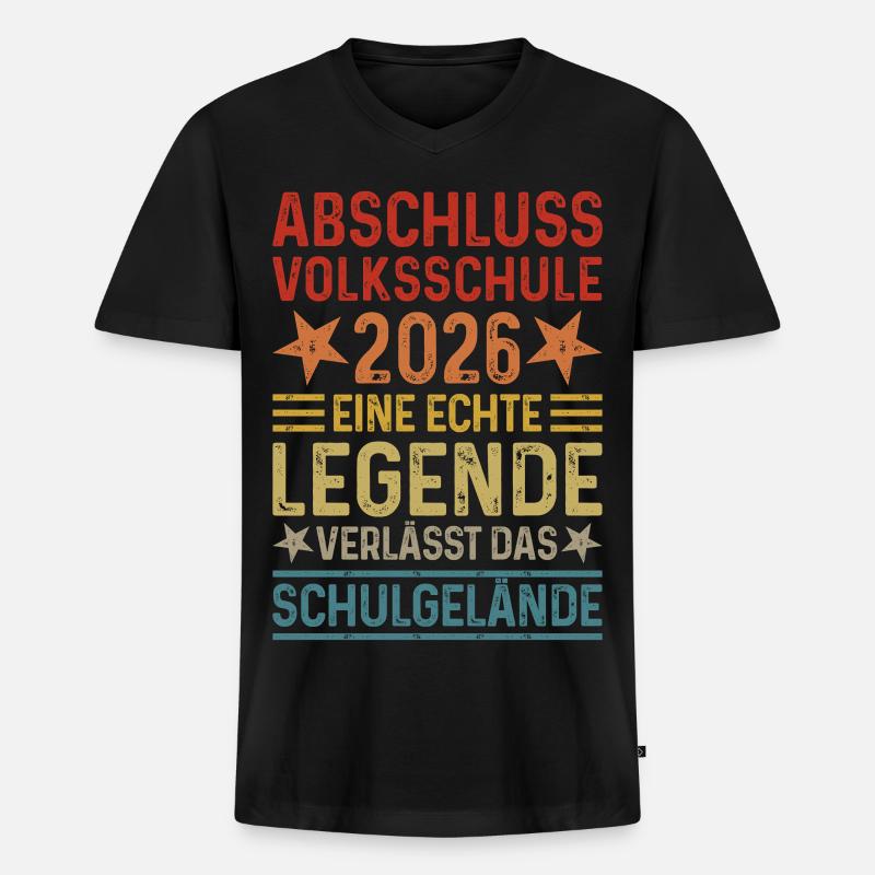 Abschuss 2026 Volksschule  - Männer Premium Bio T-Shirt mit V-Ausschnitt - Schwarz