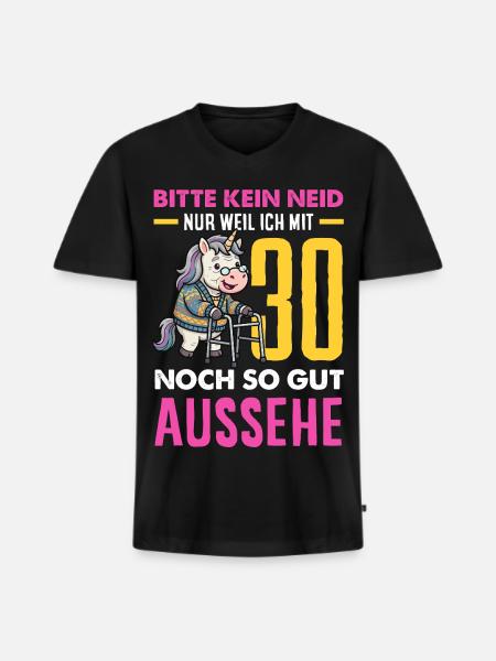 Mit 30 Noch So Gut Aussehe - Männer Premium Bio T-Shirt mit V-Ausschnitt - Schwarz