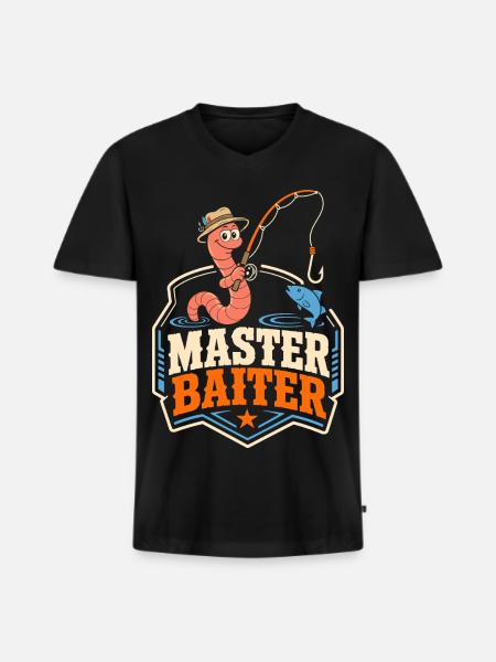 Master Baiter Angel-Wortspiel - Männer Premium Bio T-Shirt mit V-Ausschnitt - Schwarz