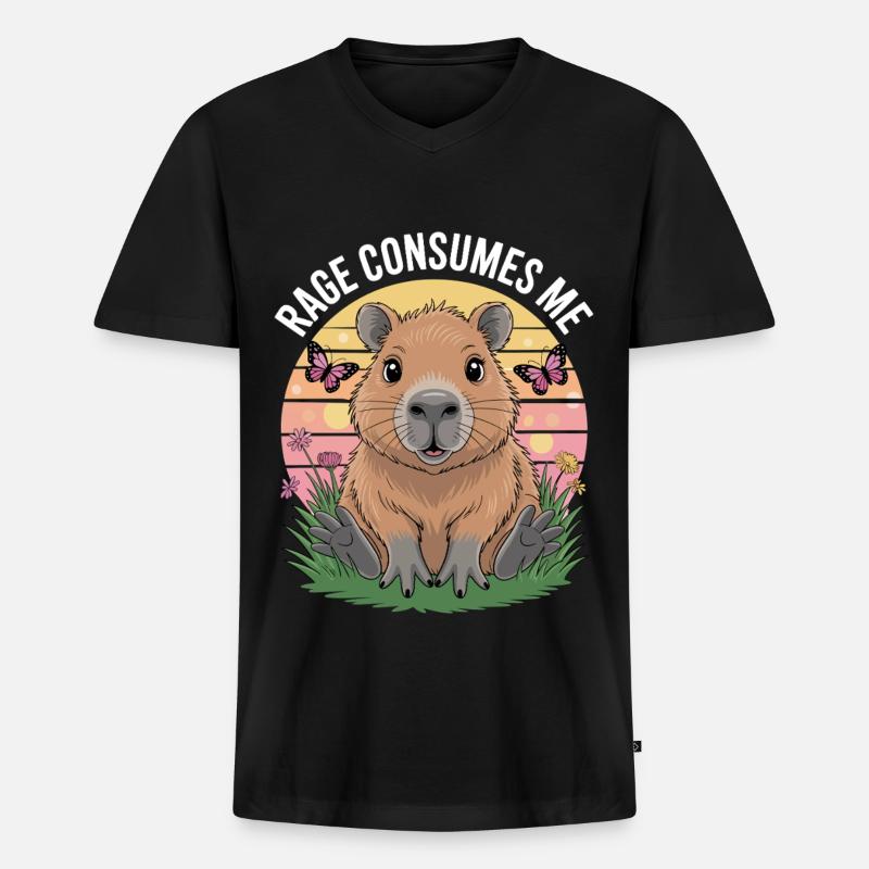 Capybara-Wut Verschlingt Mich - Männer Premium Bio T-Shirt mit V-Ausschnitt - Schwarz