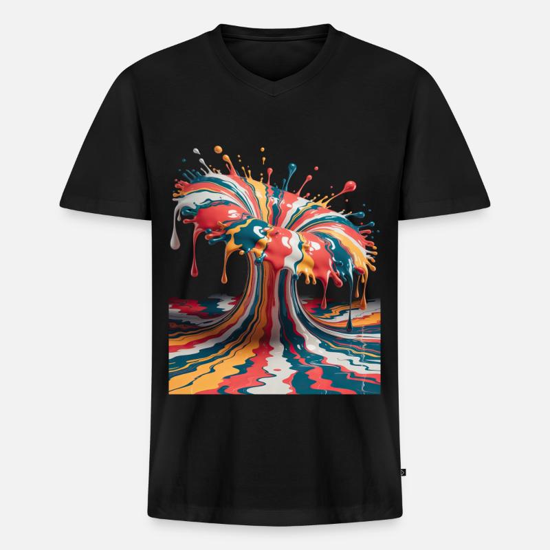 Regenbogen-Farbexplosion - Männer Premium Bio T-Shirt mit V-Ausschnitt - Schwarz