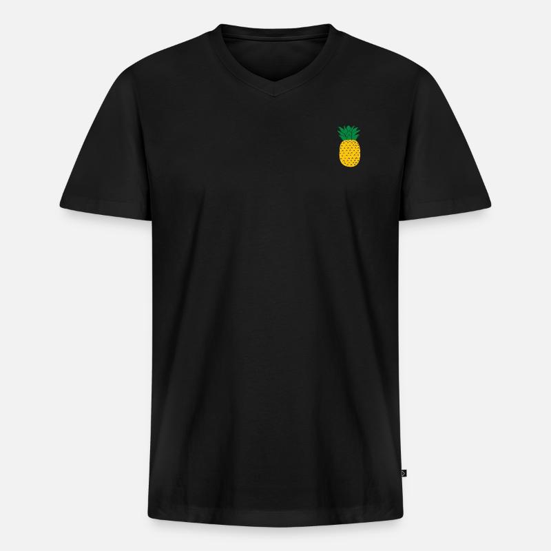 Ananas - Männer Premium Bio T-Shirt mit V-Ausschnitt - Schwarz