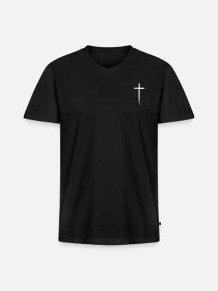 Jesus Kreuz - Männer Premium Bio T-Shirt mit V-Ausschnitt - Schwarz