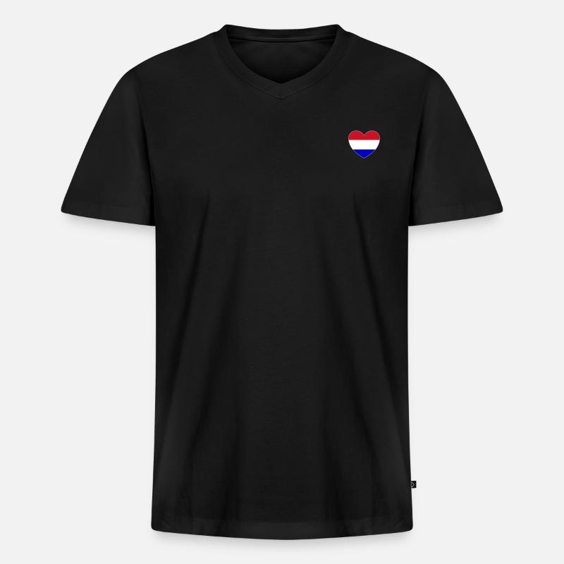 Holland Flagge Herz - Männer Premium Bio T-Shirt mit V-Ausschnitt - Schwarz
