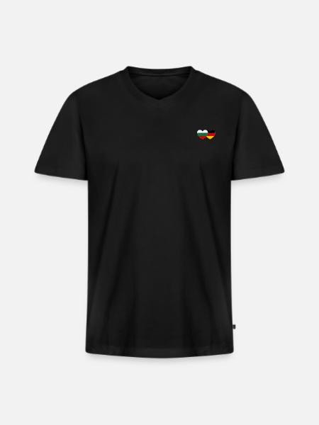 Bulgaria Germany Flag Heart - Men's Premium Organic T-shirt with V-neck - black