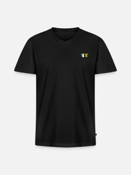 Italy Jamaica Flag Heart - Men's Premium Organic T-shirt with V-neck - black