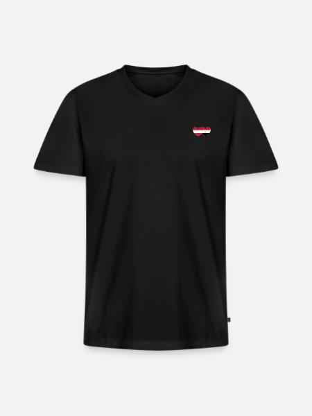 Austria Egypt Flag Heart - Men's Premium Organic T-shirt with V-neck - black