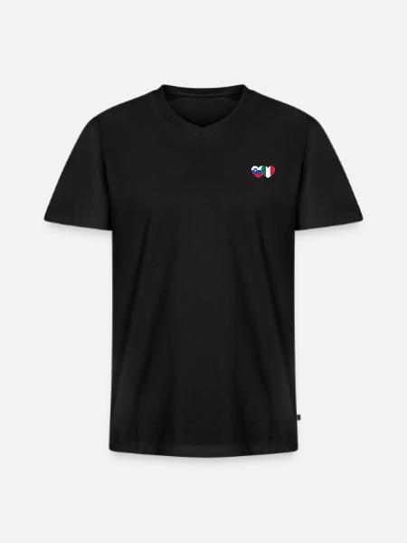 Slovenia Italy Flag Heart - Men's Premium Organic T-shirt with V-neck - black