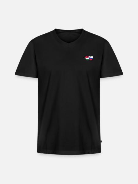 Hungary Slovenia Flag Heart - Men's Premium Organic T-shirt with V-neck - black